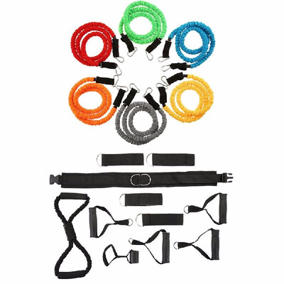 

Romacci Lixada 10PCS Ultimate Resistance Band Set with Heavy Duty Rubber Resistance Bands Door Anchors Ankle Straps Foam Handles S