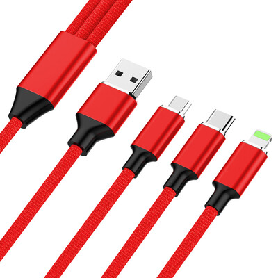 

Duo Chi Apple Type-C Android three-in-one fast charge mobile phone charging line iPhone8 X Huawei Samsung millet car multi-function data line 12 m China Red