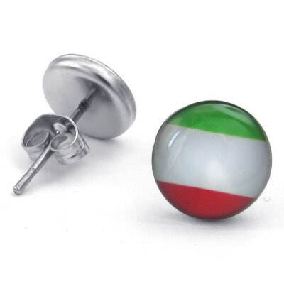 

Hpolw Mens Womens Stainless Steel Italy Flag Italian Banner Stud Earrings, Green White Red