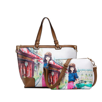 

New Realer brand fashion women printed leather handbags large capacity female shoulder bag Multi-pattern composite Bag messenger bags