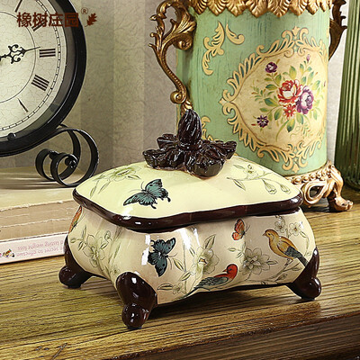 

European-style ceramic jewelry box decorative box ornament country pastoral porcelain creative Furniture decoration ornaments