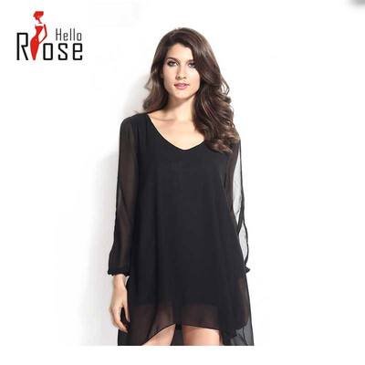 

2016 new foreign trade woman skirts short paragraph long-sleeved chiffon dress