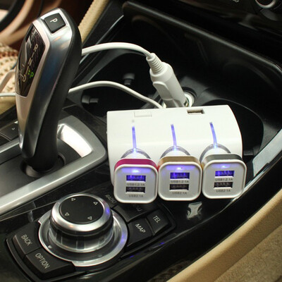 

1.2A Dual USB DC Car Charger With 3 Way Multi Socket Car Cigarette Lighter
