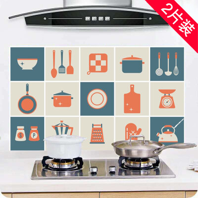 

Inkfish fume paste food tableware 4575cm two pieces 2746 kitchen smokeproof stickers high temperature stickers wall stickers oil stickers waterproof tile wallpaper self-adhesive cabinet stove