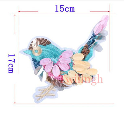 

1 Pcs New Top Sew On Patches Bird Owl Animal Sequined Patch Applique DIY Sewing Fabric Repair Clothing Patches Wedding Stickers