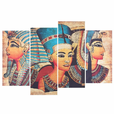 

HD Printed 4 Panel Unframed Egyptian Wall Painting Pattern Canvas Painting Wall Art Modular Pictures Decor for Home Living Room Be