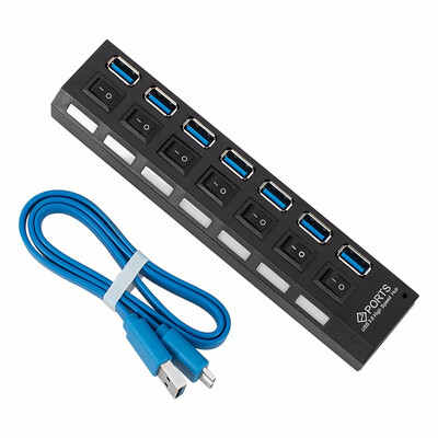 

Mzxtby 7 Ports Multi Hub With ONOFF Switch USB 20 Hub High Speed Micro Usb Adapter For PC Computer Laptop