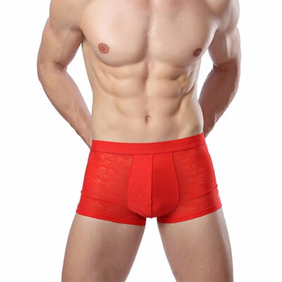 

Mens Bamboo Fiber Boxer Underwear Comfortable Breathable Sexy Perspective Mens Underwear