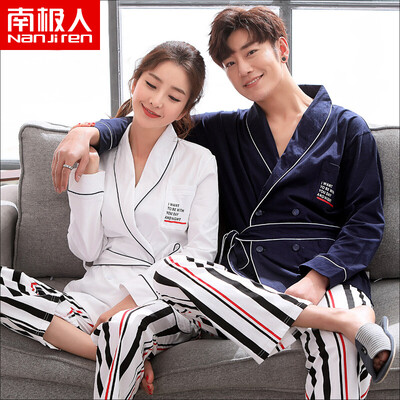 

Antarctic cotton pajamas male Korean version of the kimono couple pajamas women can wear long-sleeved casual home service suits womens kimono sets