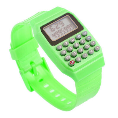 

Children Electronic Calculator Silicone Date Multi-Purpose Keypad Wrist Watches GREEN