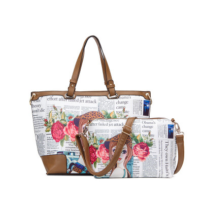 

New Realer brand fashion women printed leather handbags large capacity female shoulder bag Multi-pattern composite Bag messenger bags