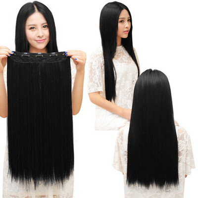 

Fashion 3/4 Full head Clip In Hair Extensions Straight Curly With 5 Clips Long
