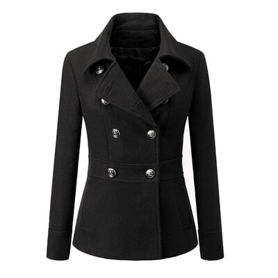 

CT&HF Fashion Winter Women Lapel Double-breasted Woolen Coat