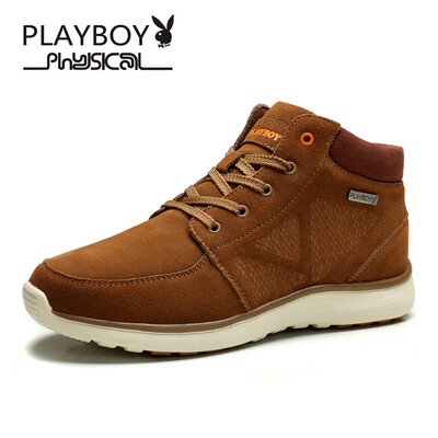 

PLAYBOY brand High-top,Winter, Cotton with velvet,Fashional hIking sneakers,Men's shoes