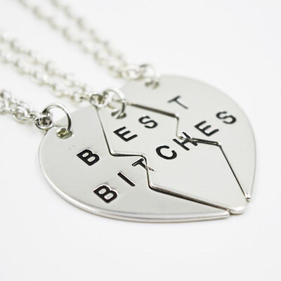 

MyMei Best Friend Forever Best Bitches 3-Piece Love Break Heart Friendship Necklace