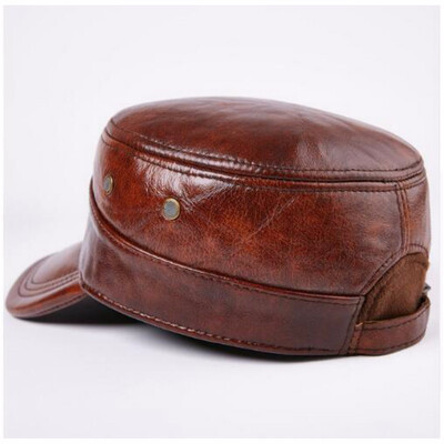 

Mens Winter Cap Thicken Leather Warm Baseball Flat Caps Adjustable Male Snapback Male Tongue Hat Young Man Hat B-7200