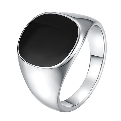 

Yoursfs Onyx Ring For Men Signet Ring With Black Square Enamel Trendy Jewelry