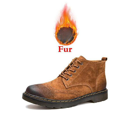 

Genuine Leather Men Boots Autumn Winter Ankle Boots Fashion Footwear Lace Up Shoes Men High Quality Vintage Men Shoes