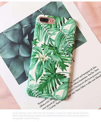 

Fashion Artistic Leaf Phone Case For iPhone 7 6 6S 8 Plus frosted Hard Bags For iPhone6S X leaves Back Cover Funda Shell