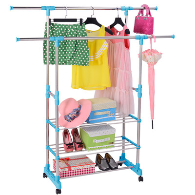 

Merlot new double floor drying rack double pole can be raised&lowered blue joint removable drying rack hanger