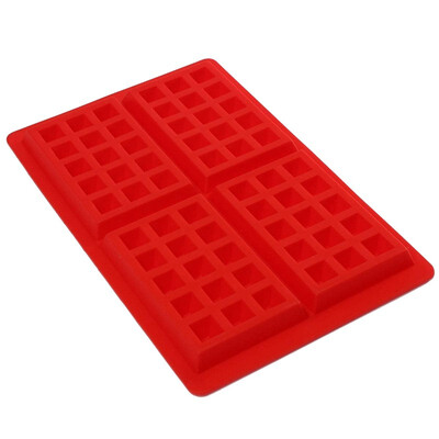 

UpperX 4-Cavity DIY Mini Waffles Cake Chocolate Pan Silicone Tray Mold Baking Mould Tool Red