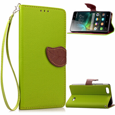

MOONCASE [Leaves Magnetic] Wrist Strap Flip PU Leather Wallet Card Pouch Bracket Stand Back Case Cover for Huawei Honor 4C