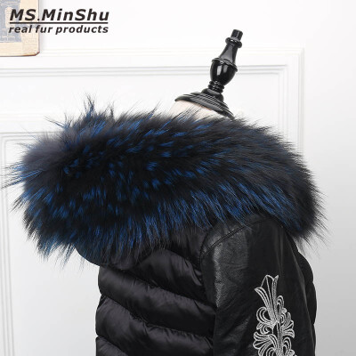 

MSMinShu Big Fur Collar Genuine Raccoon Fur Hood Trim Scarf Black Color Hoodie Fur Trim Fox Fur Collar Scarf Custom Made