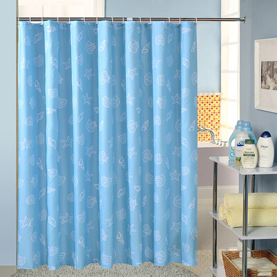 

Visitor FK thick polyester shower curtain set free of perforated waterproof mildew cord cloth bathroom curtain bathroom curtain partition curtain to send hanging ring blue shell 200200cm