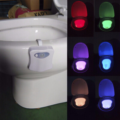 

10PCS PIR Motion Sensor Toilet Seat Novelty LED lamp 8 Colors Auto Change Infrared Induction light Bowl For Bathroom lighting