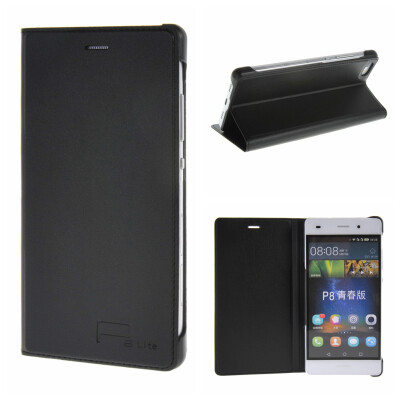 

MOONCASE for Huawei Ascend P8 Lite Case Premium PU Leather Pouch Flip Case Cover Black