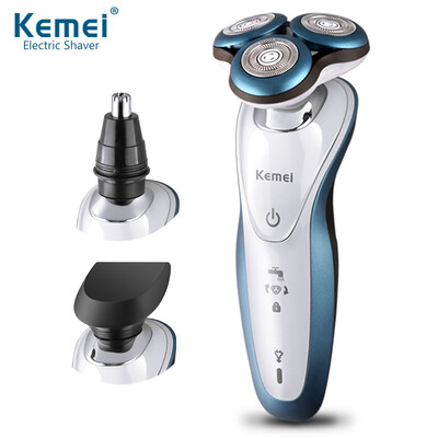 

3 in1 Washable Rechargeable Electric Shaver Triple Blade Electric Shaving Razors Men Face Care 3D Floating KM-7000