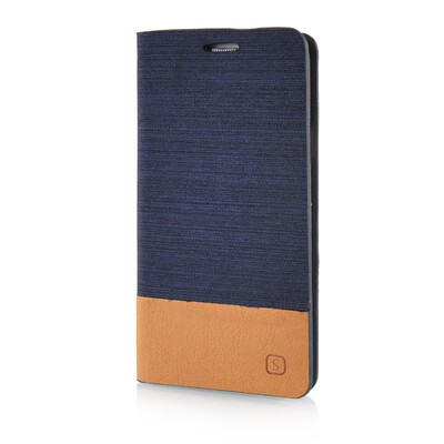

MOONCASE Canvas Design Leather Side Flip Wallet Pouch Stand Shell Back Case Cover for Samsung Galaxy A3 Dark Blue
