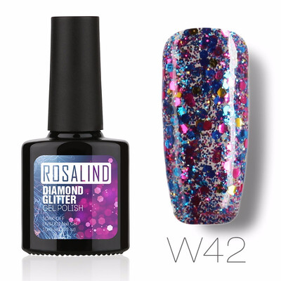 

ROSALIND Gel 1S PBlack Bottle 10ML Diamond Glitter W01-29 Gel Nail Polish Semi Permanent Nail Art UV&LED Soak-Off gel lacquer