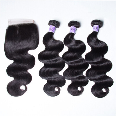 

UNice Hair Kysiss Virgin Series Malaysian Body Wave 3 Bundles with Closure Human Hair Body Wave Bundles With Closure Free Part