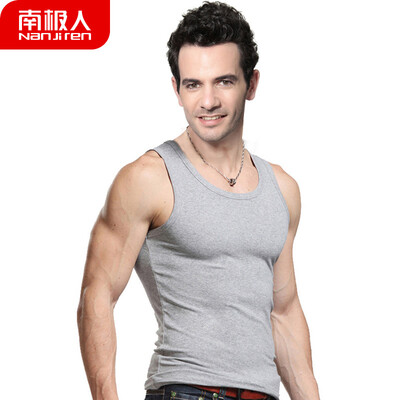 

Antarctic vest mens combed cotton stretch tight-fitting sports-type sports bottoming shirt NSJA0660 hemp gray 1 piece L