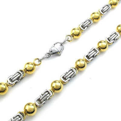 

Hpolw New Trendy Jewelry Mens Gold Silver Stainless Steel Necklace with Retro Punk Style Fashion Round&Biker Link Chain