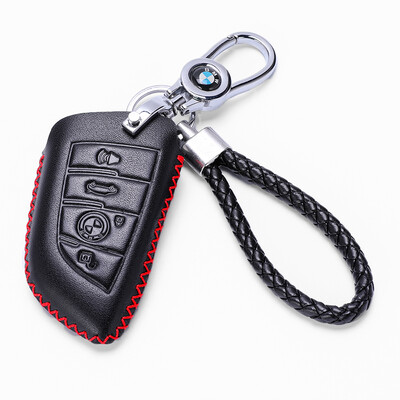 

KING ETING BMW Key Case Leather Key Case 18 5 Series 18 7 Series New Energy New X5 New X6 Special Car Keychain D Warm Red Four Button