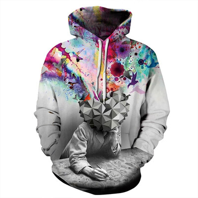 

QYDM0257Mens Hoodie 3D Printed Women Pullover Sweater