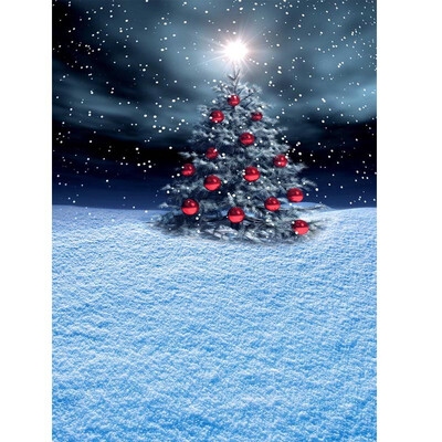 

Xmas Snow Tree Red Apples Photo Backdrop 57FT Vinyl Fabric Cloth Digital Printing Photo Background st-583
