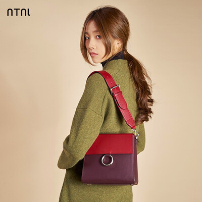 

NTNL bag women 2018 new style single-shoulder bevel bag womens small square bag simple backpack leisure leather satchel