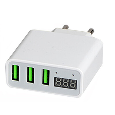 

3-Port USB with LED Display 5V3A Portable Phone Quick Charger IC Fast&Smart Charging Digital voltage display