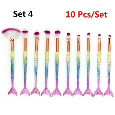 

18Style Popular Rainbow Mermaid Tail Makeup Brush Set Fashion Fishtail Foundation Powder Eyeshadow Professional Cosmetic Blush Bru
