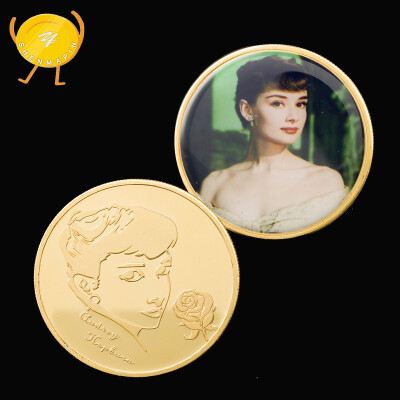 

British actress audrey Hepburn commemorative coin gold-plated love coin