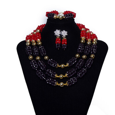 

Red And Orange Bridal Jewelry Sets African High Quality Handmade Jewelry Sets Fashion Wedding Women Costume Statement Necklace