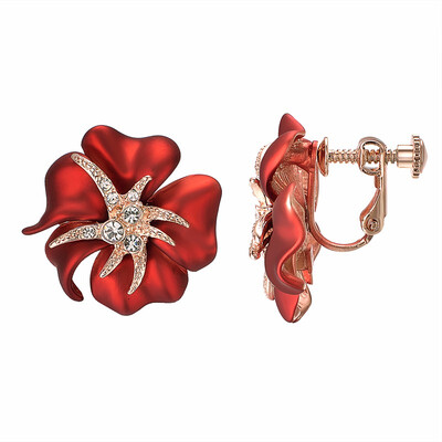 

Yoursfs Flower Clip On Earrings for Women Non Pierced Ears Crystal Wedding jewelry