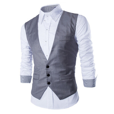 

Zogaa Men's Vest Korean Simple Single-breasted Slim