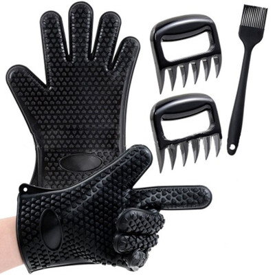 

UpperX Heat Resistant thick Silicon Kitchen barbecue oven Cooking glove BBQ Grill Glove Oven Mitt Barbecue set