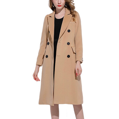 

2018 Spring Winter Wool Coat New Slim Light Tan Double-sided Cashmere Long Woolen Coat Female