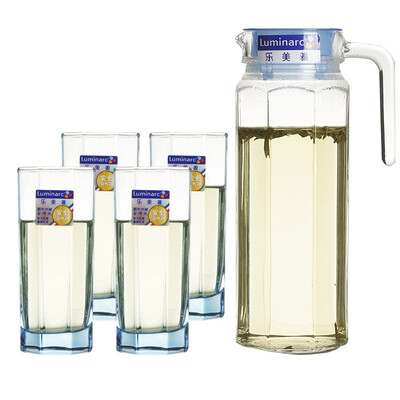 

Jingdong supermarket Lemei Ya Luminarc cold kettle octagonal pot condensate water with ice blue 5 sets