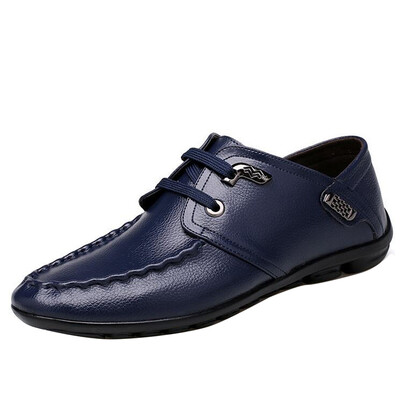 

Fashion Men Leather Shoes Soft Wing Tip Lace Up Flats Leisure Driving Loafers